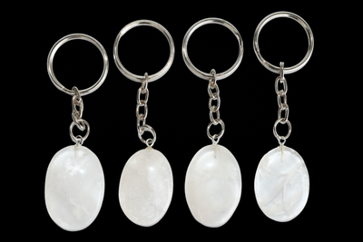 Crystal Quartz Key Chain, Gemstone Keychain Crystal Key Ring (Dreams and Enhancing)