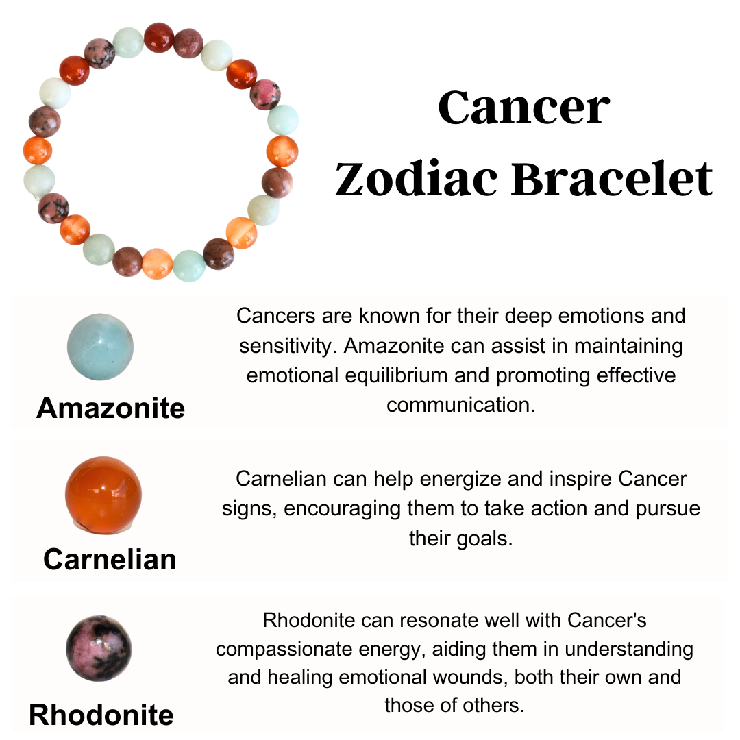 Cancer Zodiac Crystal Bracelet, Cancer Gifts