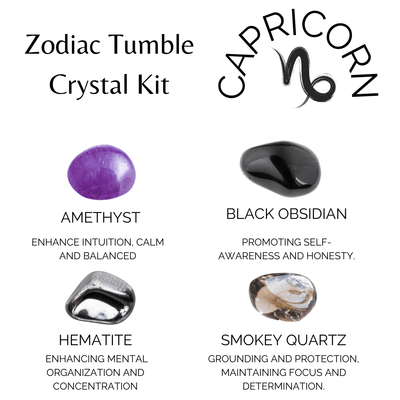 CAPRICORN Zodiac Crystal Kit, Capricorn Birthstones Tumbled Stone Set, Capricorn Gifts