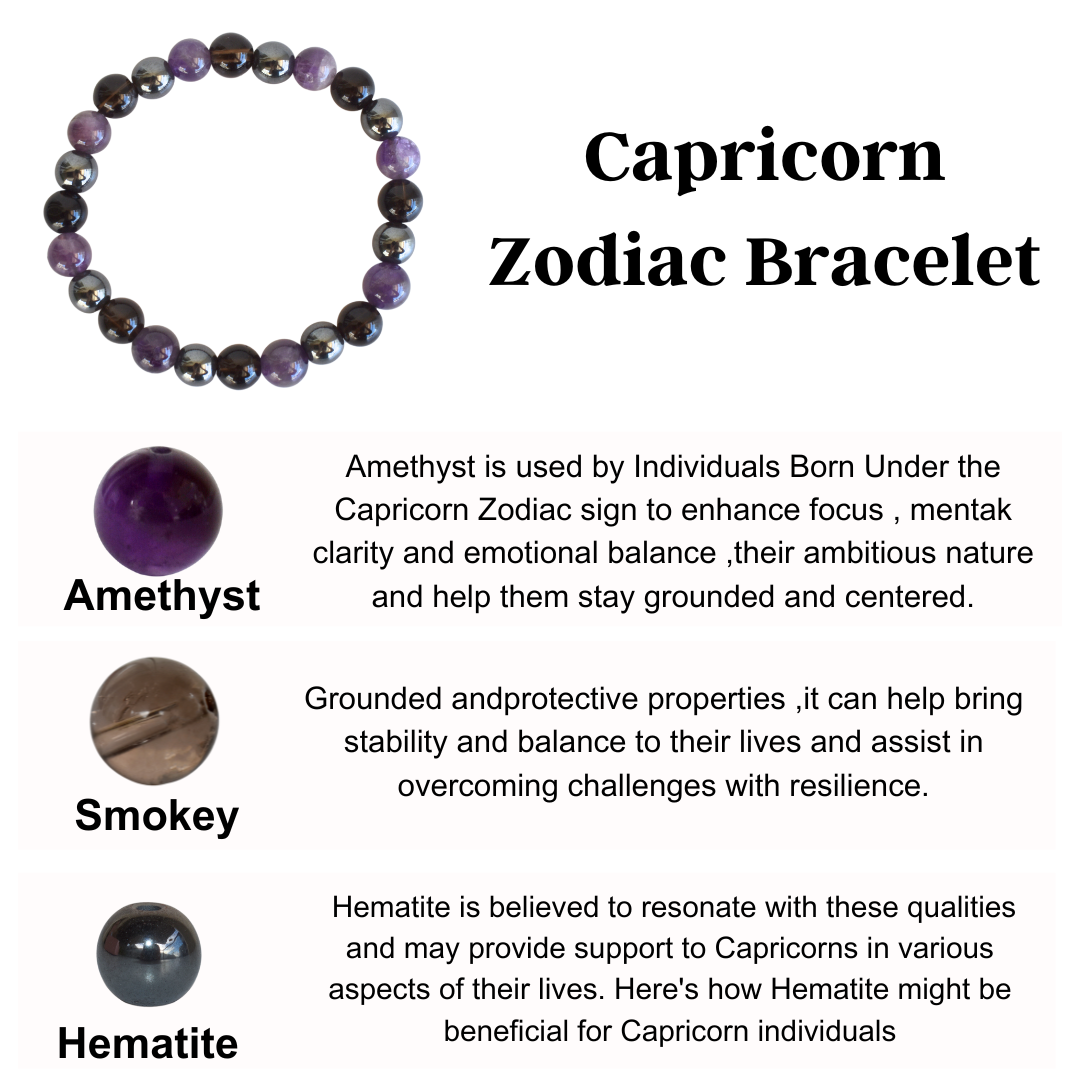 Capricorn Zodiac Crystal Bracelet, Capricorn Gifts