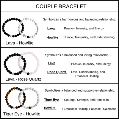 Tiger Eye Black Onyx Matt Couple Bracelets, Anniversary Gift (Focus and Creativity)