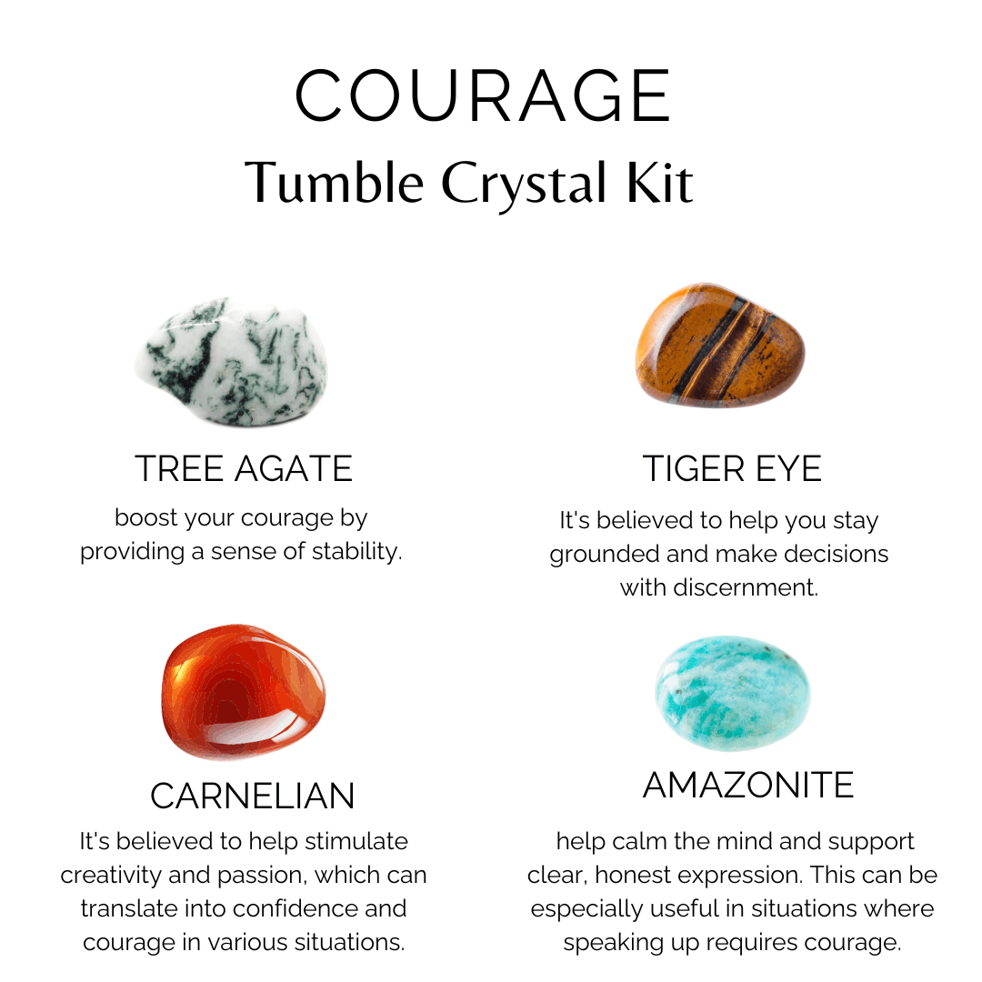 Promote COURAGE Crystal Kit, Gemstone Tumble Kit, Courage Crystal Gift Set