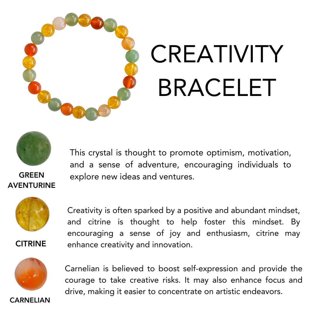 Energizes CREATIVITY Crystal Bracelet (Meditation, opportunity, and inspiration)