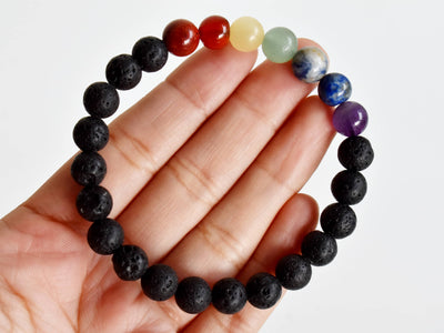 7 Chakra Diffuser Bracelet, Lava with 7 Chakra's Cruystals Beads Diffuser Jewelry, Aromatherapy, Essential Oil Bracelet, Spiritual Gift, Yoga Gift for Her,