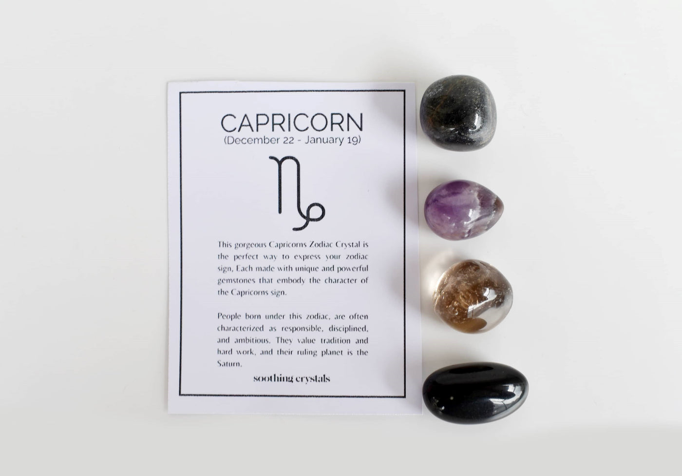 CAPRICORN Zodiac Crystal Kit, Capricorn Birthstones Tumbled Stone Set, Capricorn Gifts