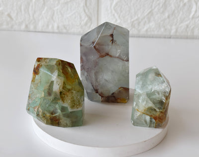 Polished Green Fluorite Points (Focus and Manifestation)