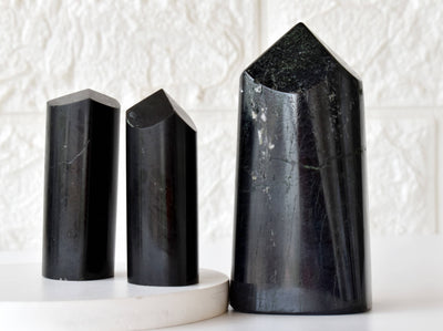 Polished Black Tourmaline Points (Cleansing and Resolution)