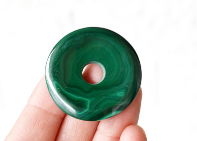 1"  Malachite Donut Pendant (Prosperity and Leadership)