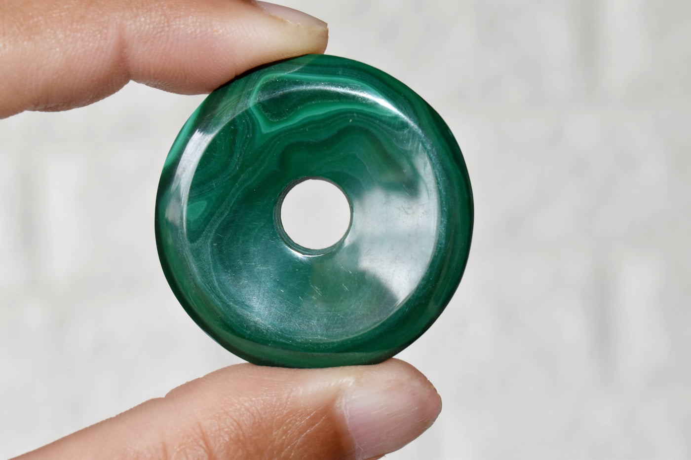 1"  Malachite Donut Pendant (Prosperity and Leadership)