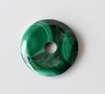 1"  Malachite Donut Pendant (Prosperity and Leadership)