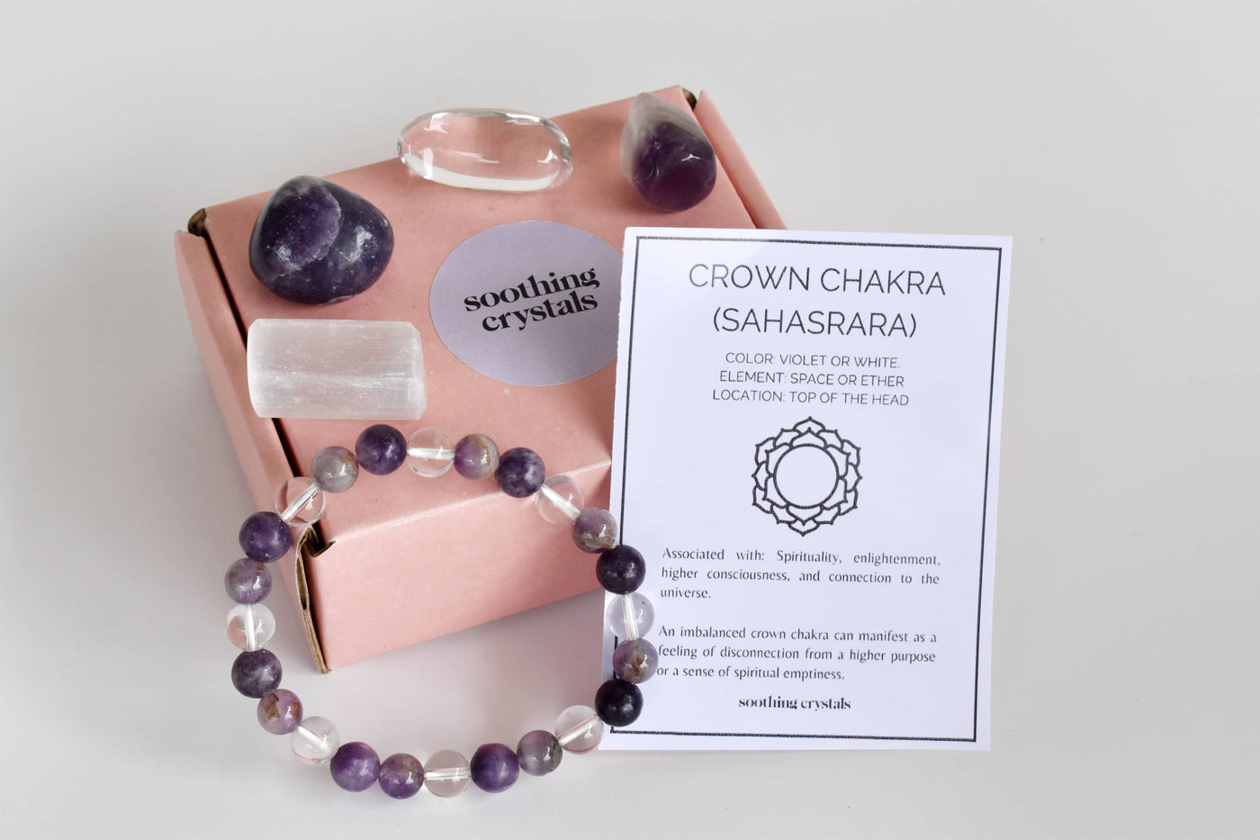 CROWN Chakra Crystals Kit, Chakra's Stones Tumbled Set, Chakra's Gift