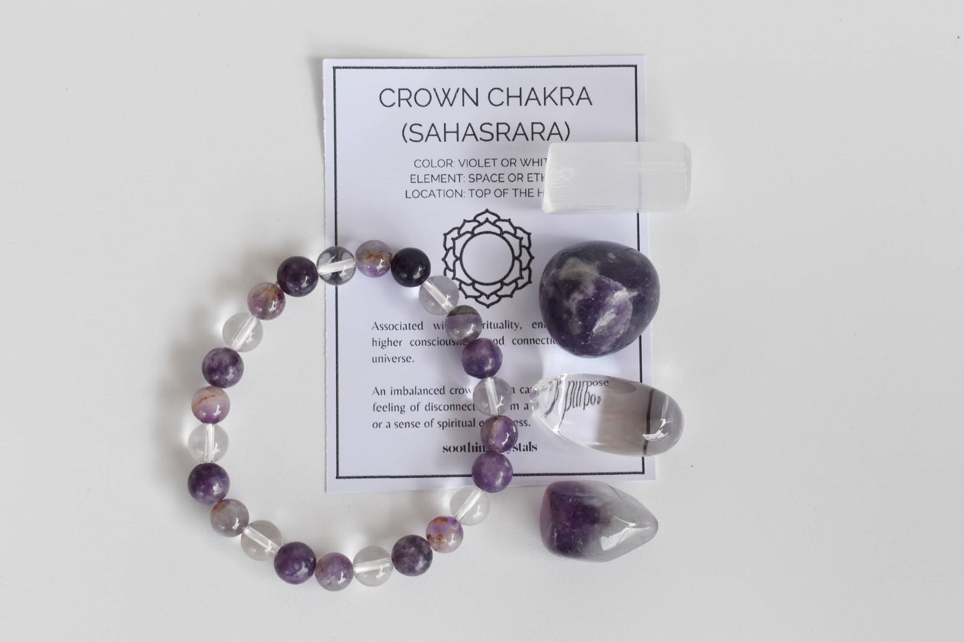 CROWN Chakra Crystals Kit, Chakra's Stones Tumbled Set, Chakra's Gift