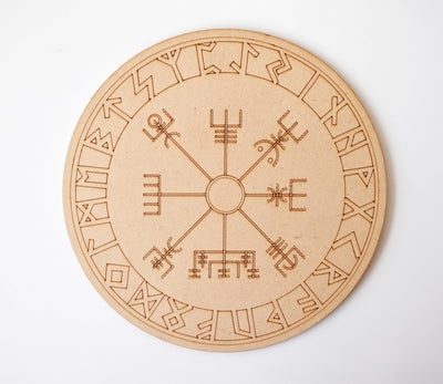 Engraved Zodiac Signs Crystal Grid Board, 6" Wooden Crystal Grid Plate