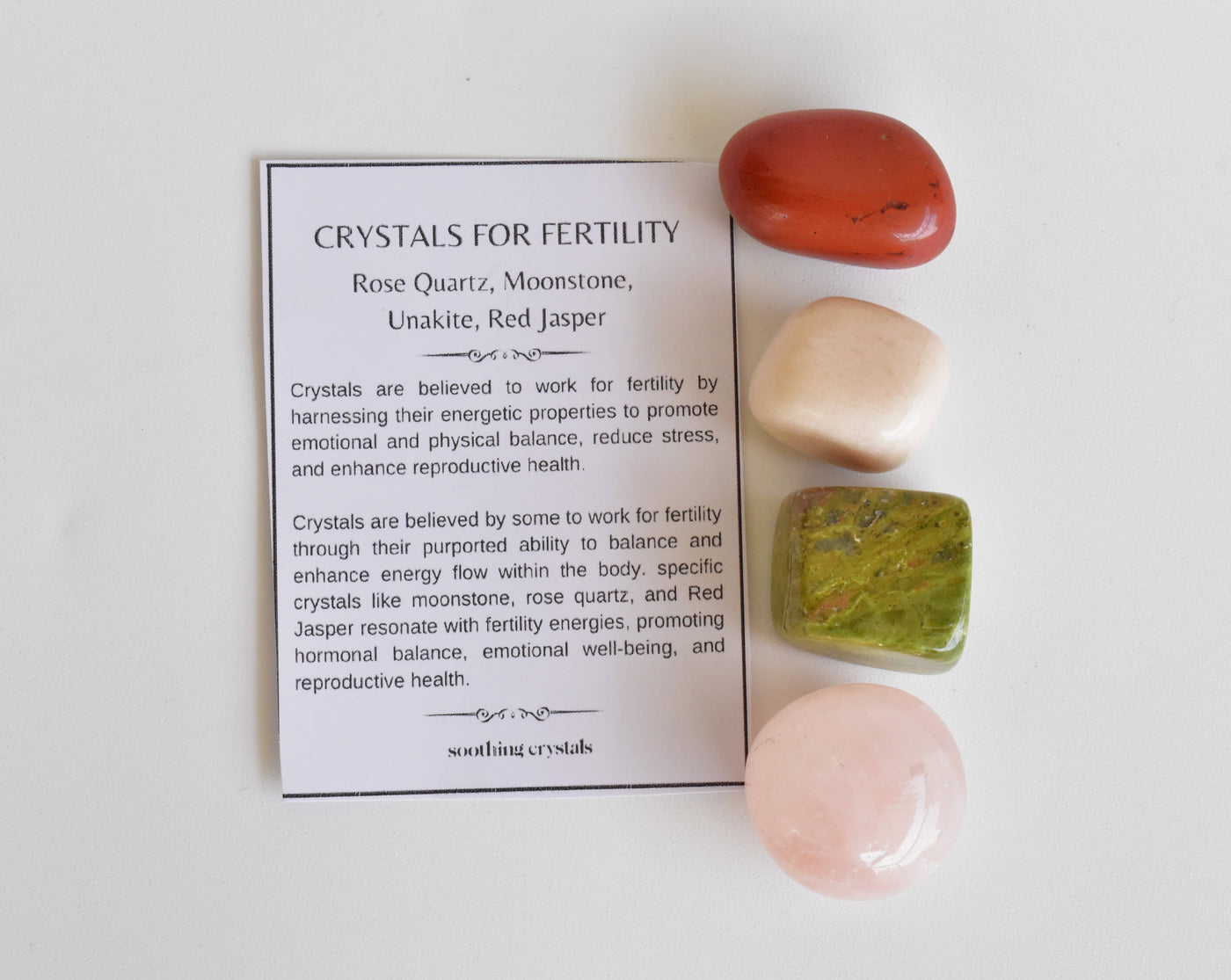 Balancing FERTILITY Crystal Kit, Gemstone Tumble Kit, Fertility Crystal Gift Set