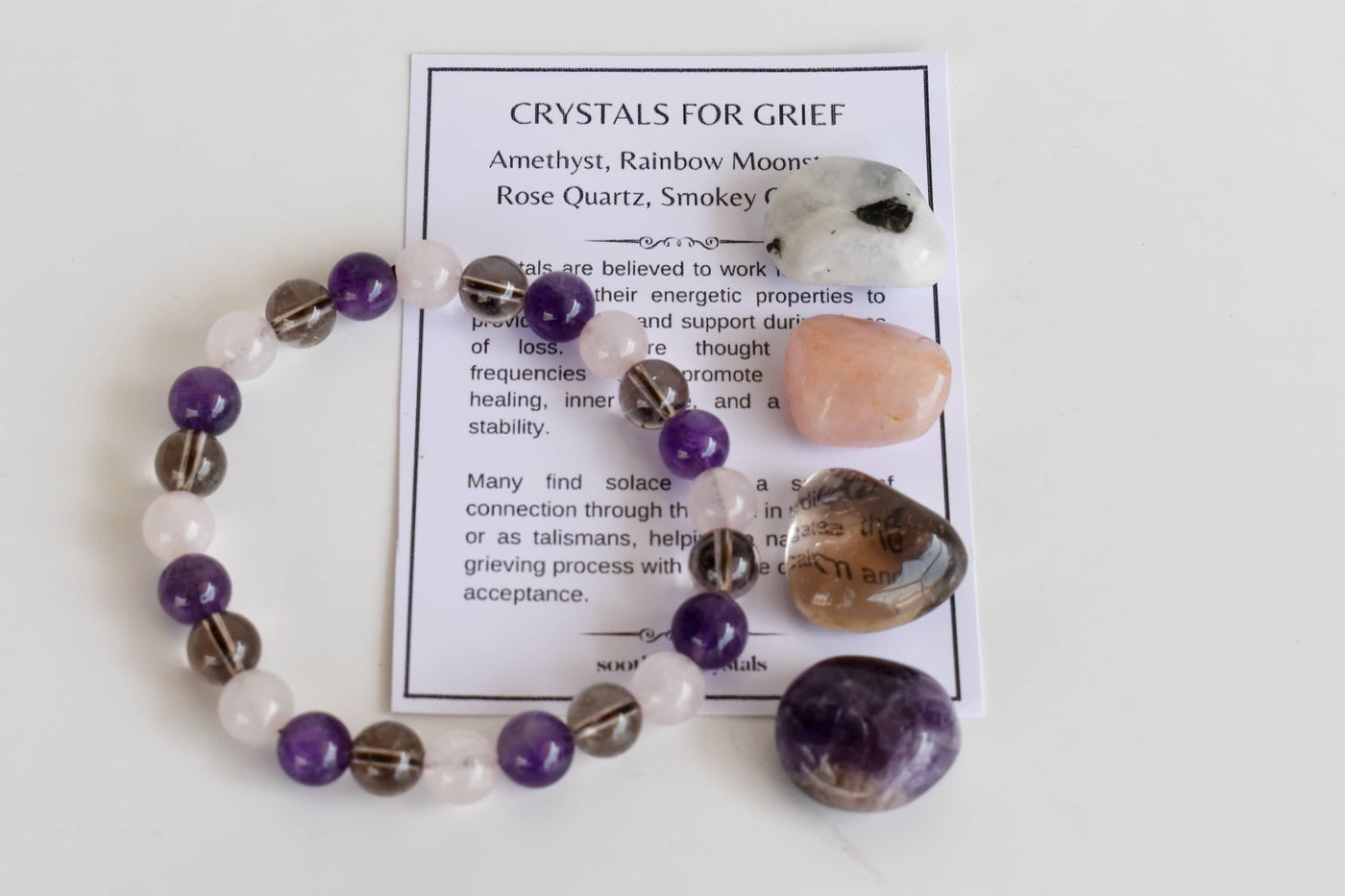 Calming GRIEF Support  Crystal Kit, Gemstone Tumble Kit, Grief Crystal Gift Set