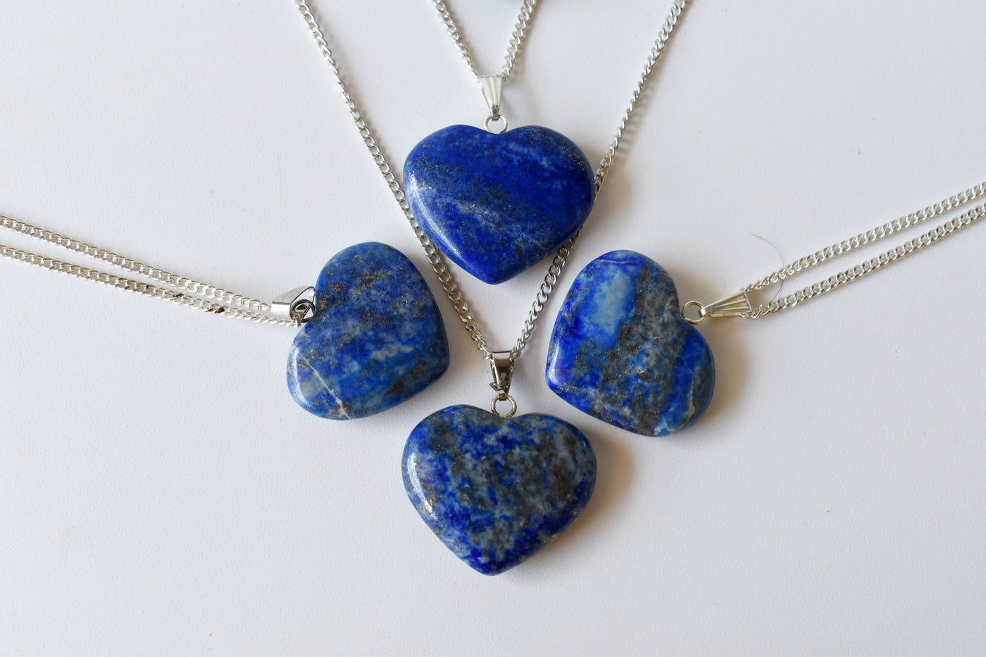 Real Lapis Lazuli Crystal Heart Pendant, Genuine Heart Shaped Necklaces