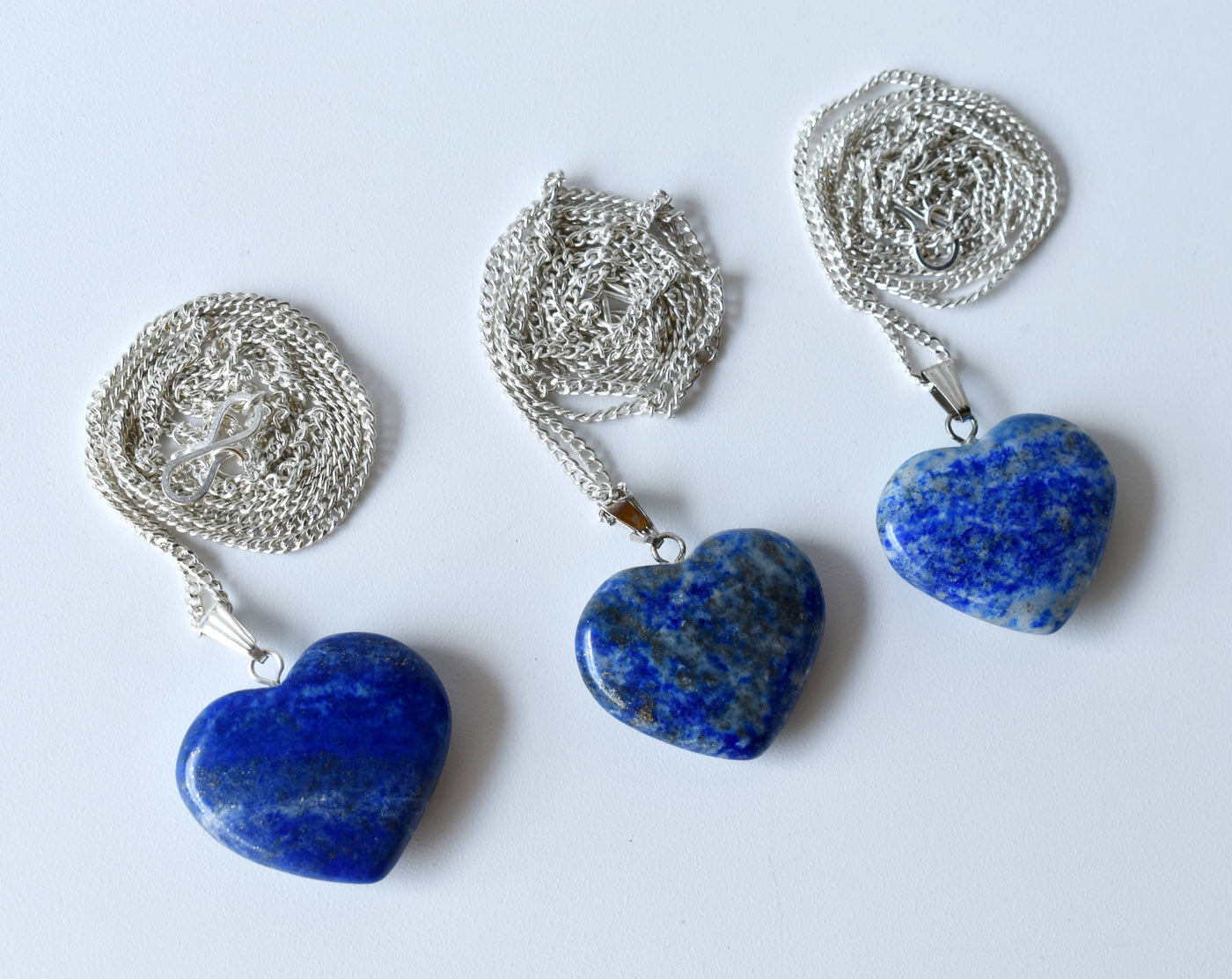 Real Lapis Lazuli Crystal Heart Pendant, Genuine Heart Shaped Necklaces