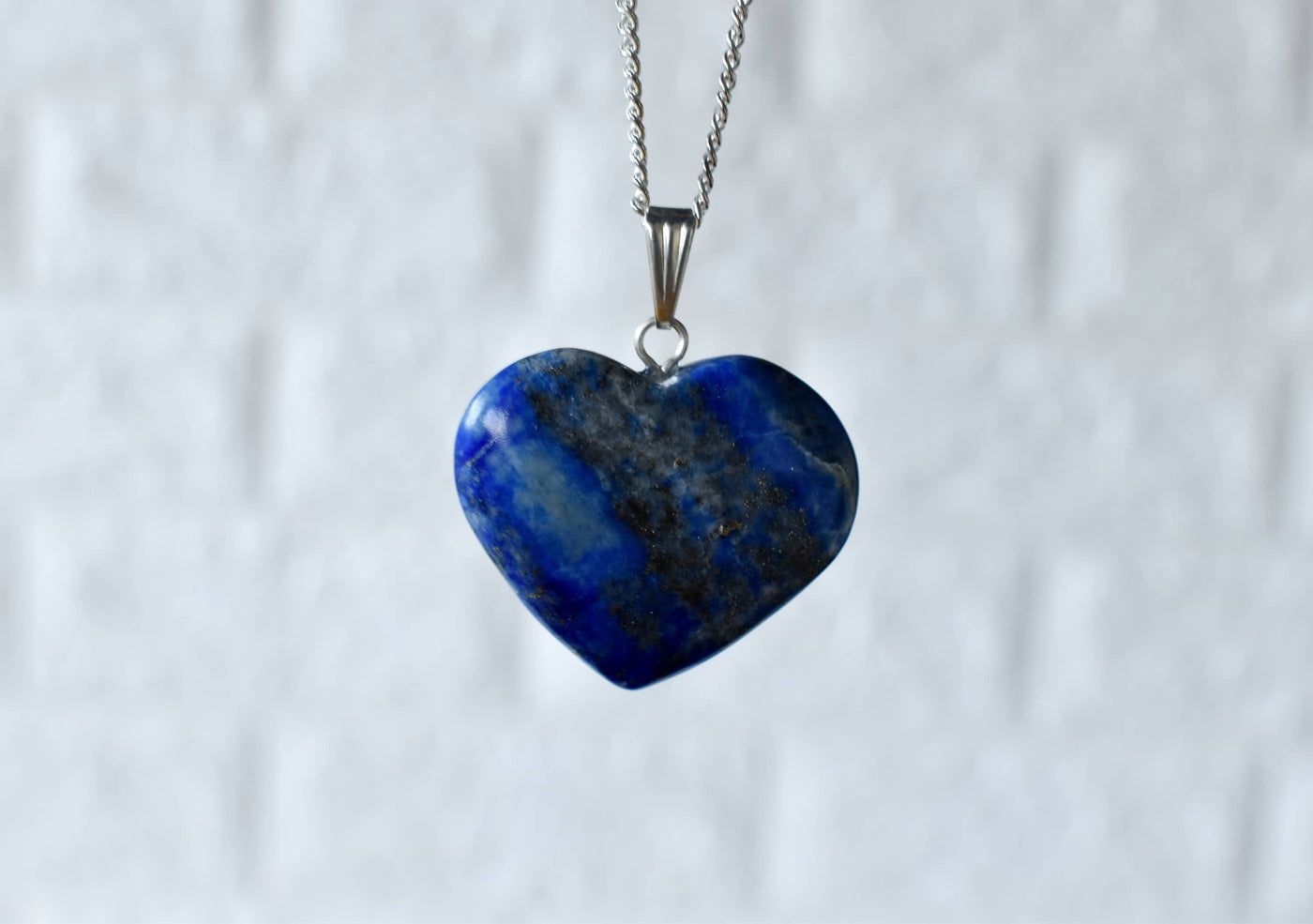 Real Lapis Lazuli Crystal Heart Pendant, Genuine Heart Shaped Necklaces