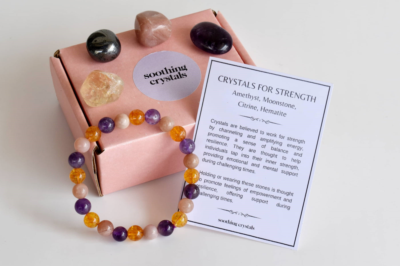 Enhances STRENGTH Crystal Kit, Gemstone Tumble Kit, Strength Crystal Gift Set