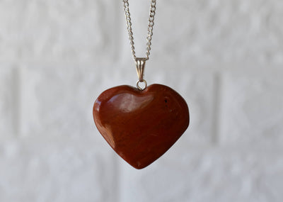 Real Red Jasper Crystal Heart Pendant, Genuine Heart Shaped