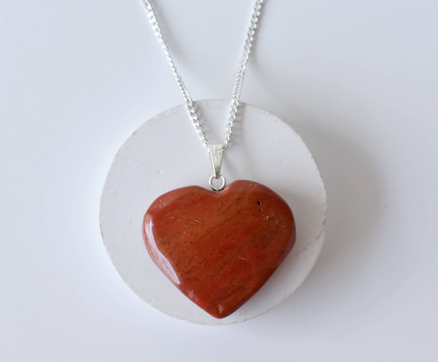 Real Red Jasper Crystal Heart Pendant, Genuine Heart Shaped