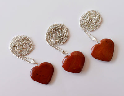 Real Red Jasper Crystal Heart Pendant, Genuine Heart Shaped