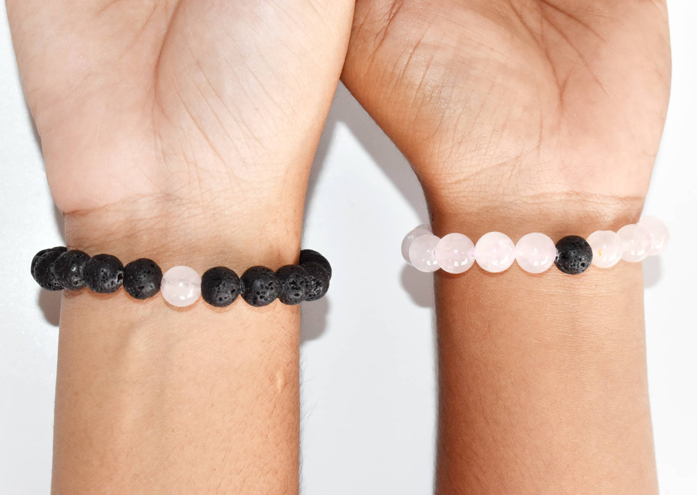 Lava Rose Quartz Couple Bracelets, Anniversary Gift (Creativity and Empathy)