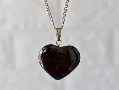 Genuine Hematite Crystal Heart Pendant, Genuine Heart Shaped Necklaces