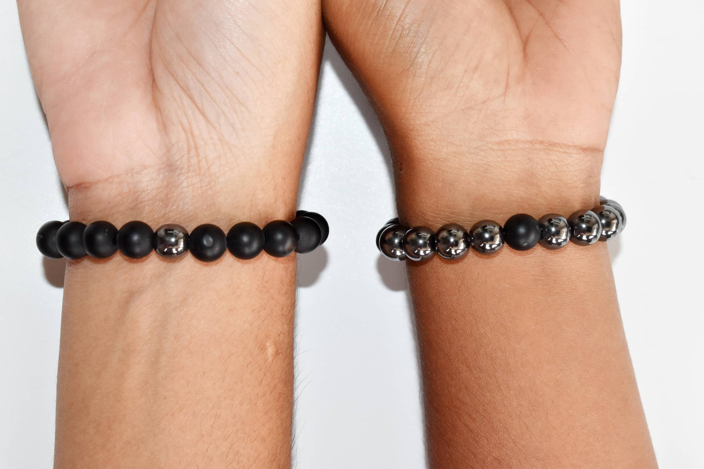 Hematite Black Onyx Matt Couple Bracelets, Anniversary Gift (Manifestation and Confidence)