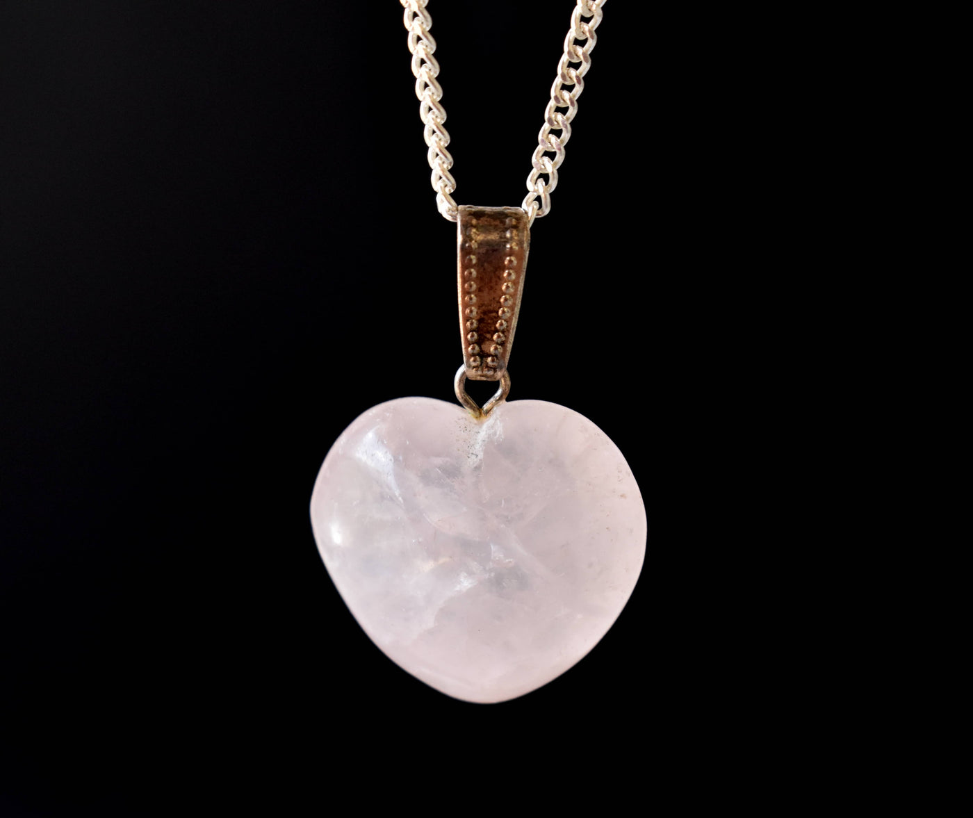 Rose Quartz Heart Pendant, Heart Shaped Stone Rose Quartz Pendants