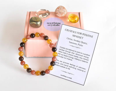 Developing POSITIVE MINDSET Crystal Kit, Gemstone Tumble Kit, Positive Mindset Crystal Gift Set