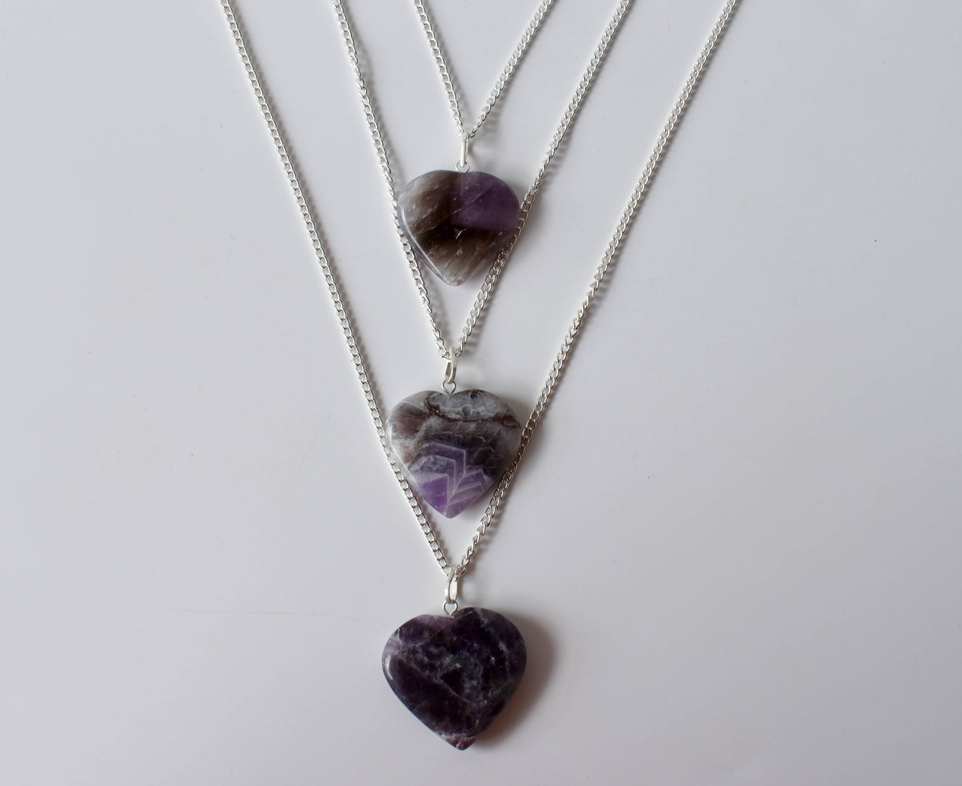 Amethyst Crystal Heart Pendant, Genuine Heart Shaped Necklaces