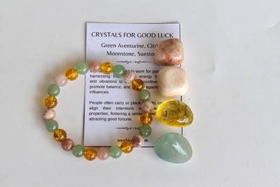 Bringing GOOD LUCK Crystal Kit, Gemstone Tumble Kit, Good Luck Crystal Gift Set