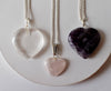 Premium 3 Pieces Crystal Heart Shaped Pendant Set, Heart Gemstone Necklace