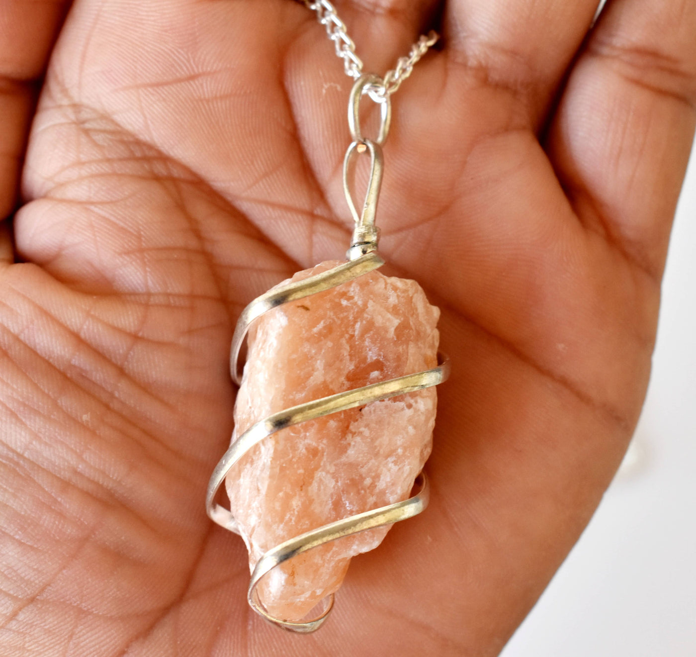 Sunstone Raw Gemstone Pendant, Wire Wrapped Crystal Stone Pendant