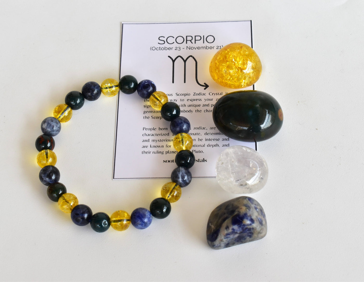 SCORPIO Zodiac Crystal Kit, Scorpio Birthstones Tumbled Stones Set, Scorpio Gifts