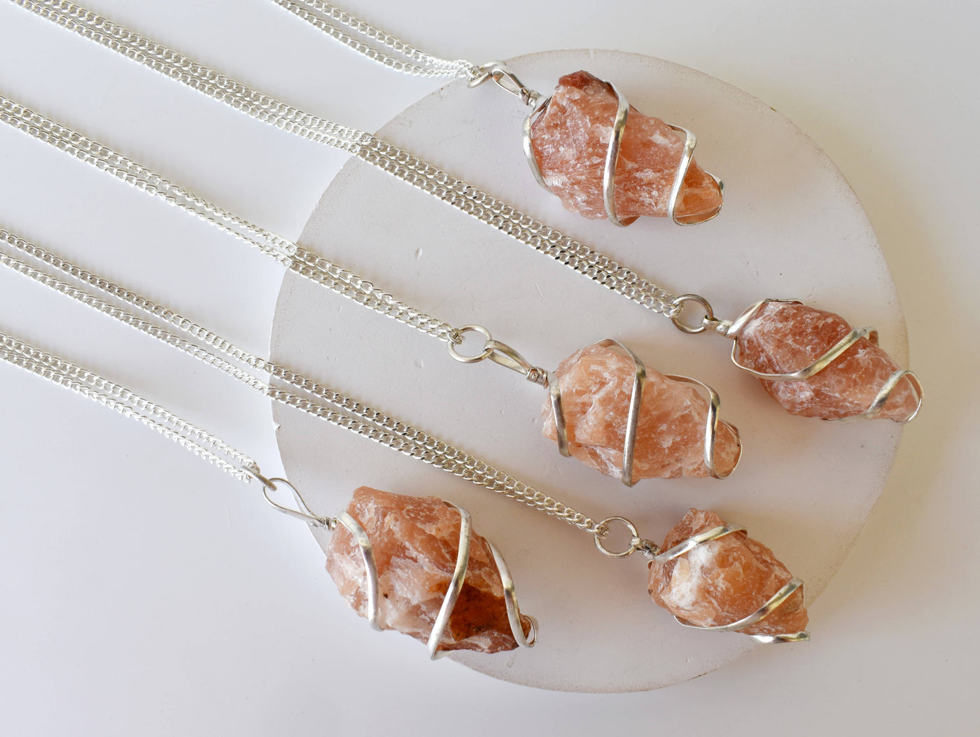 Sunstone Raw Gemstone Pendant, Wire Wrapped Crystal Stone Pendant