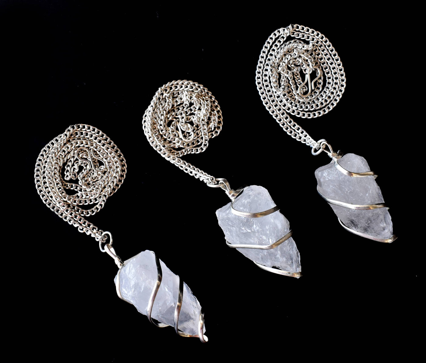 Crystal Quartz Raw Gemstone Pendant, Wire Wrapped Crystal Stone Pendant