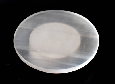 3 inches Selenite Plate, White Round Plain Selenite Charging Plate