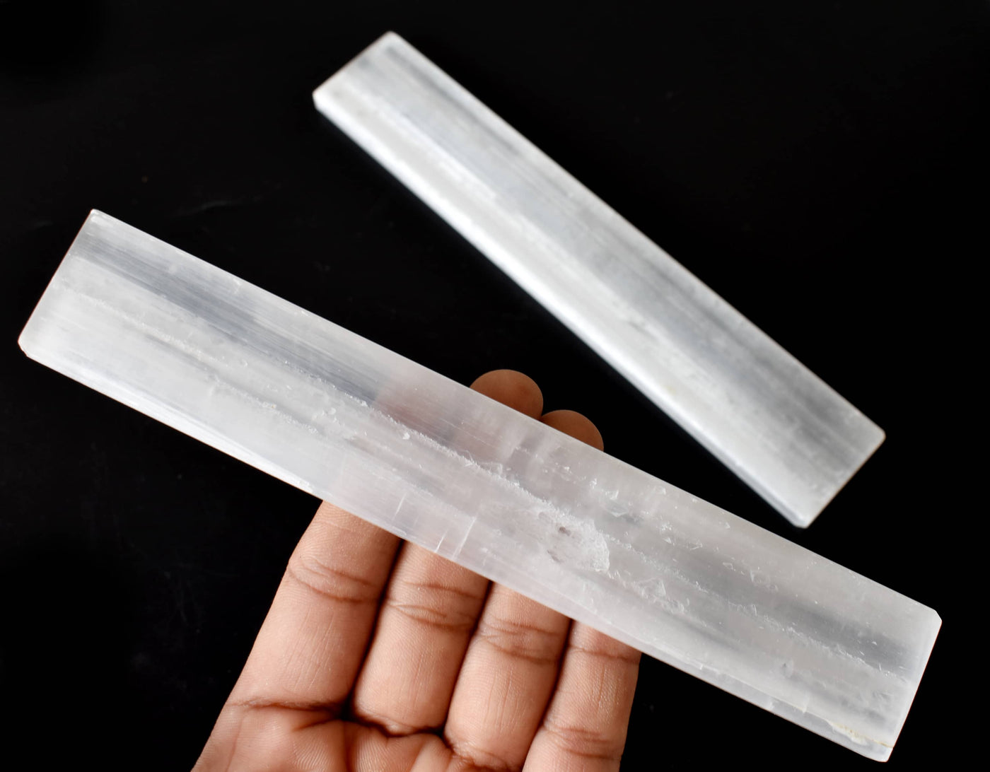 6" Selenite Charging Plate, Polished Selenite Crystal Slab