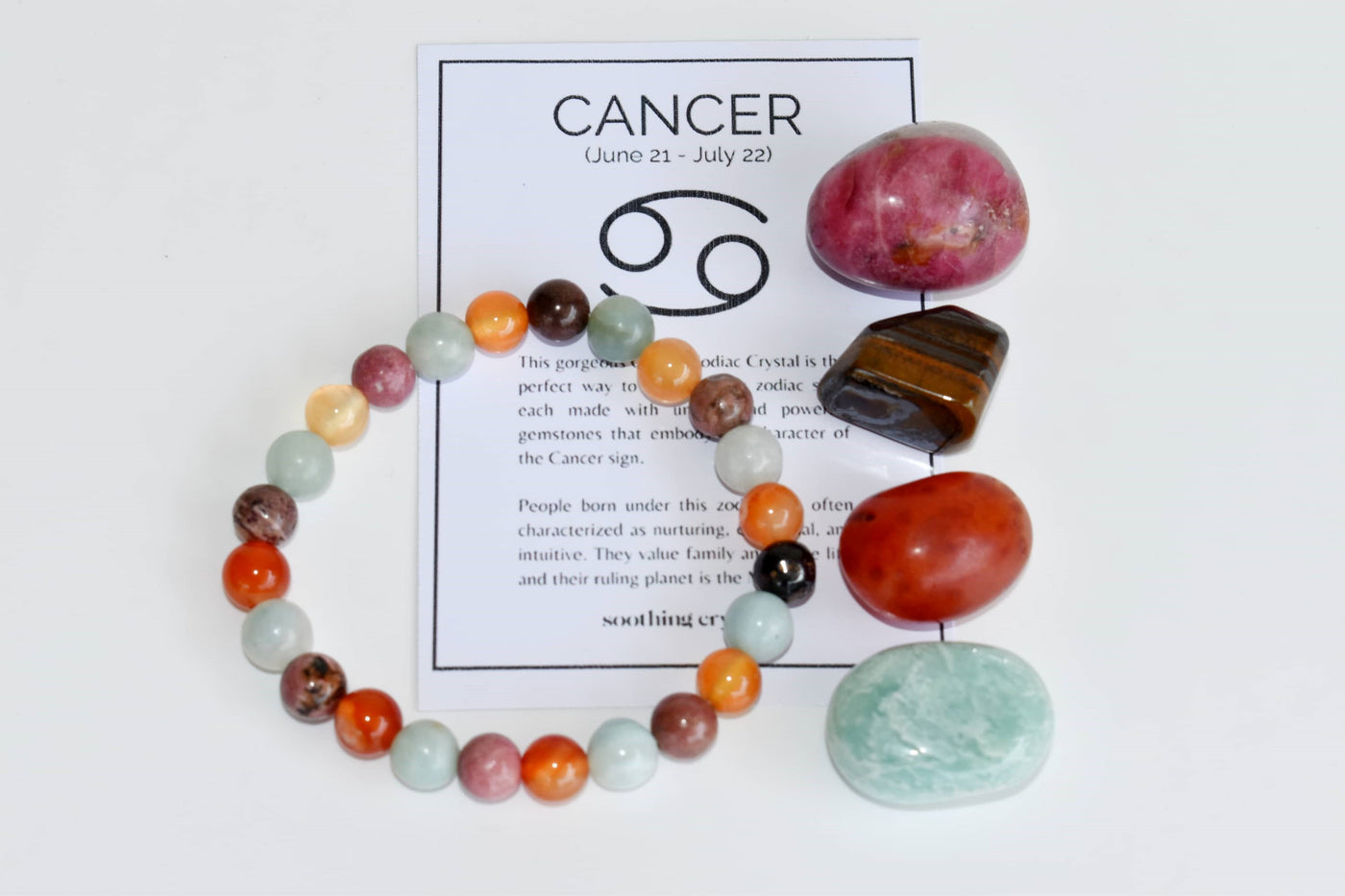 CANCER Zodiac Crystal Kit, CANCER Birthstones Tumbled Stone Set, Cancer Gifts