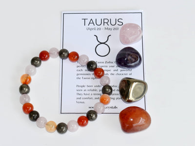 TAURUS Zodiac Crystal Kit, Taurus Birthstones Tumbled Stones Set, Taurus Stones Gifts