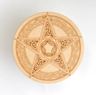 Norse Runes Crystal Grid Board, Wooden 6" Vegvisir Grid Plate