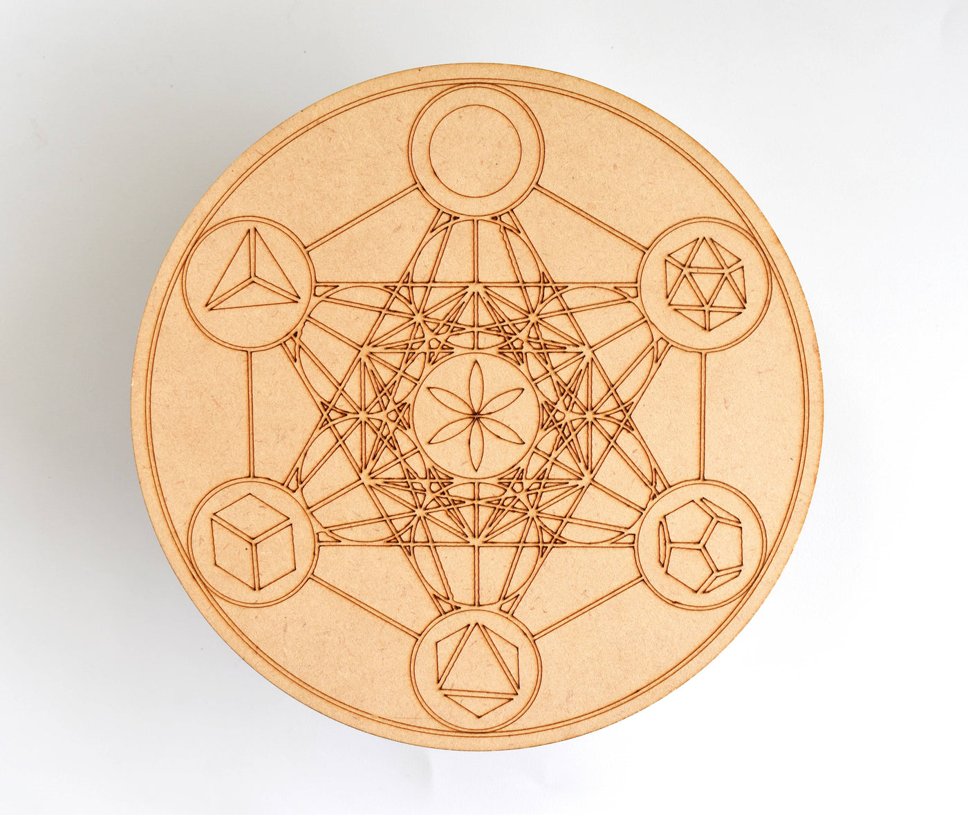 Engraved Zodiac Signs Crystal Grid Board, 6" Wooden Crystal Grid Plate