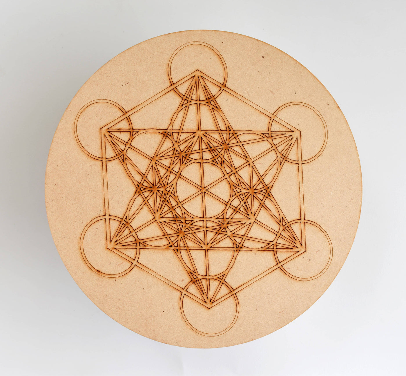 Engraved Zodiac Signs Crystal Grid Board, 6" Wooden Crystal Grid Plate