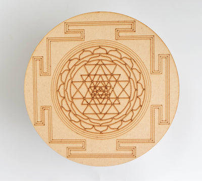 Engraved Zodiac Signs Crystal Grid Board, 6" Wooden Crystal Grid Plate