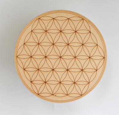 Sacred Geometry Crystal Grid Board, 6" Wooden Crystal Grid Plate