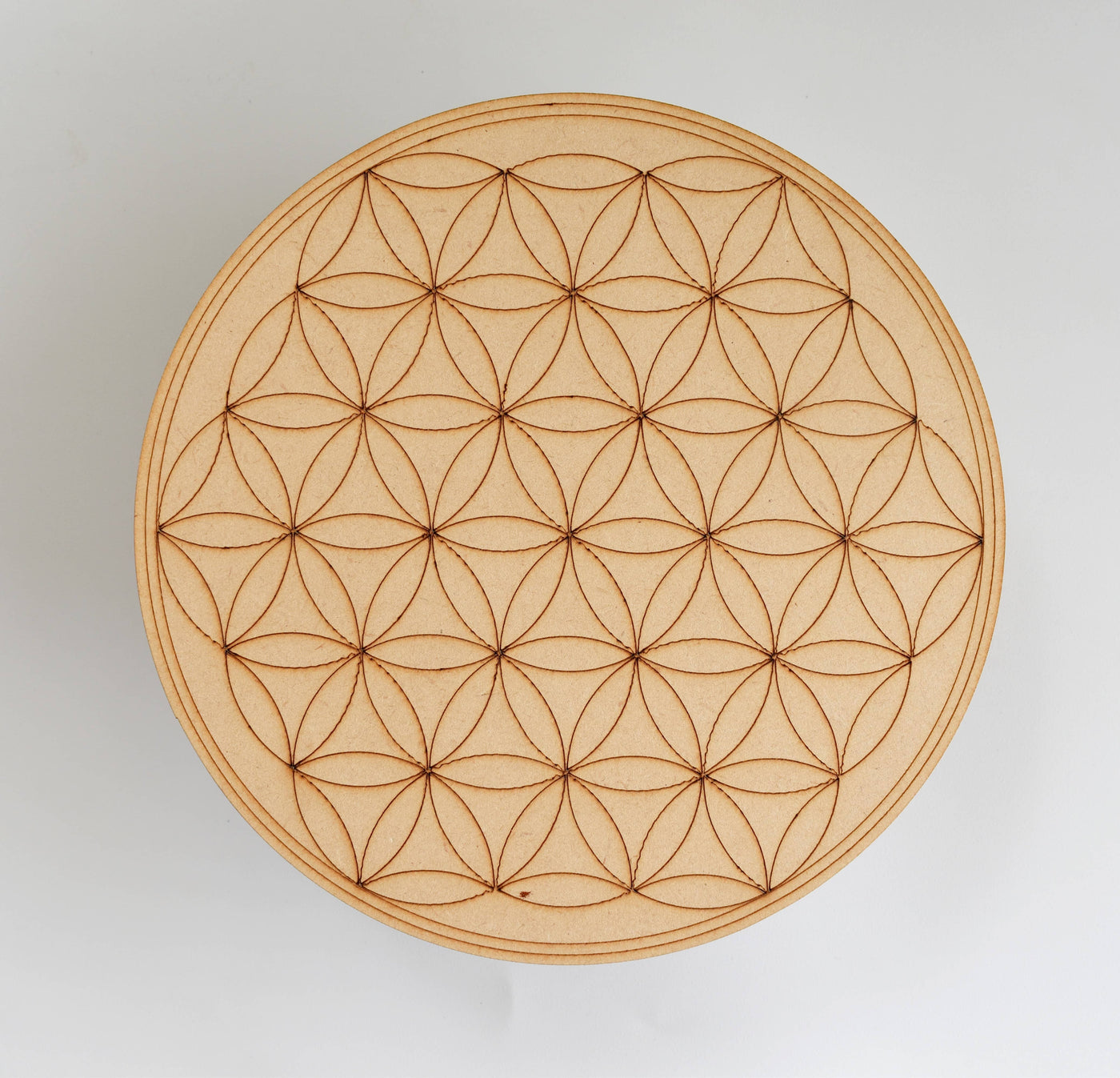 Tree of Life with Om Crystal Grid Board, 6" Wooden Crystal Grid Plate