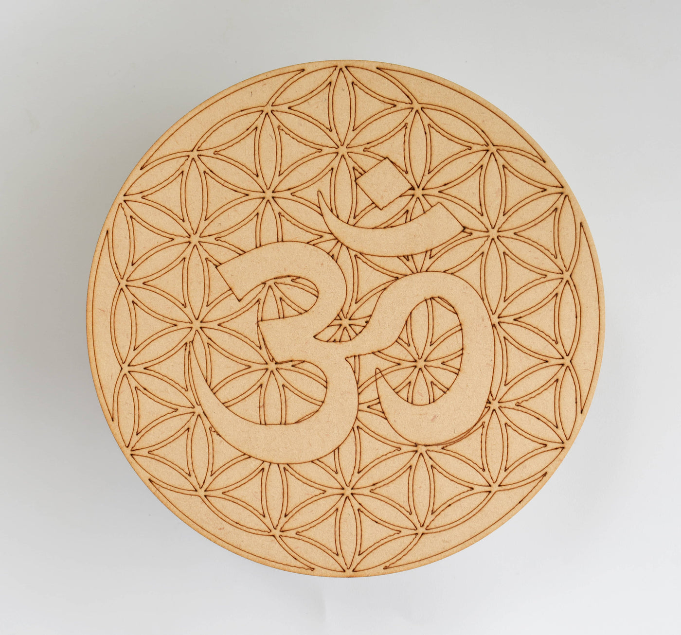 Sacred Geometry Crystal Grid Board, 6" Wooden Crystal Grid Plate