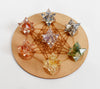 7 Chakra Orgone Merkaba Set,  Chakra Crystals Set with Wooden Grid Plate, Selenite Log